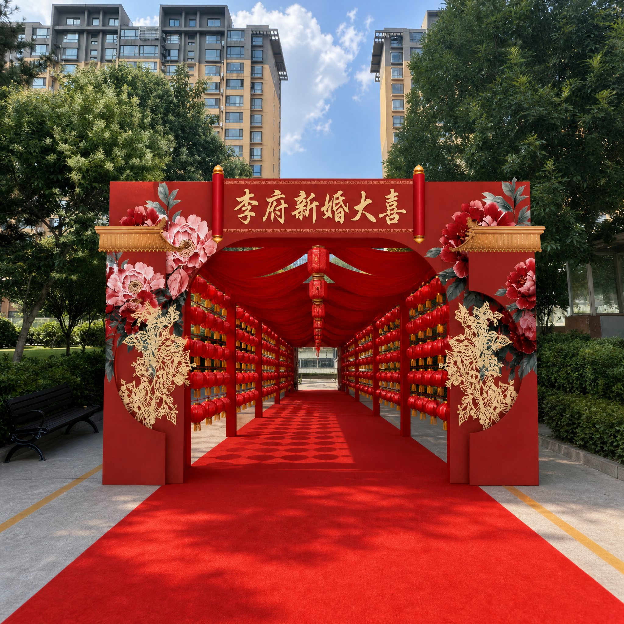 农村婚礼 迎宾走道