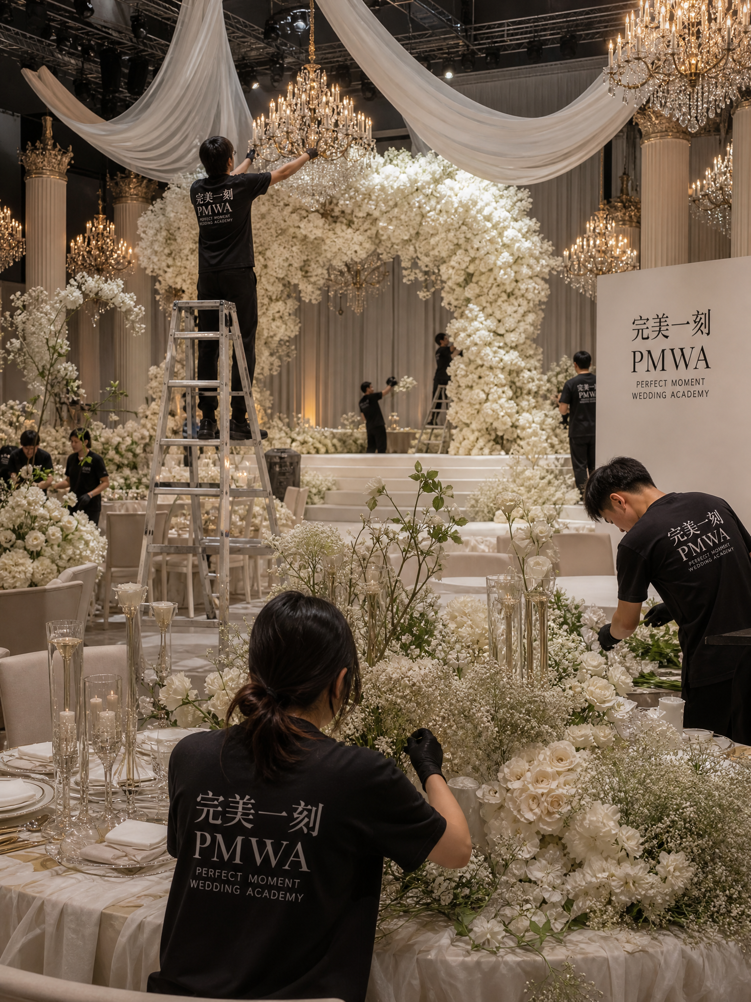 室内婚礼布置 室内高端婚礼策划 布幔婚礼策划 婚礼策划  白色婚礼 4