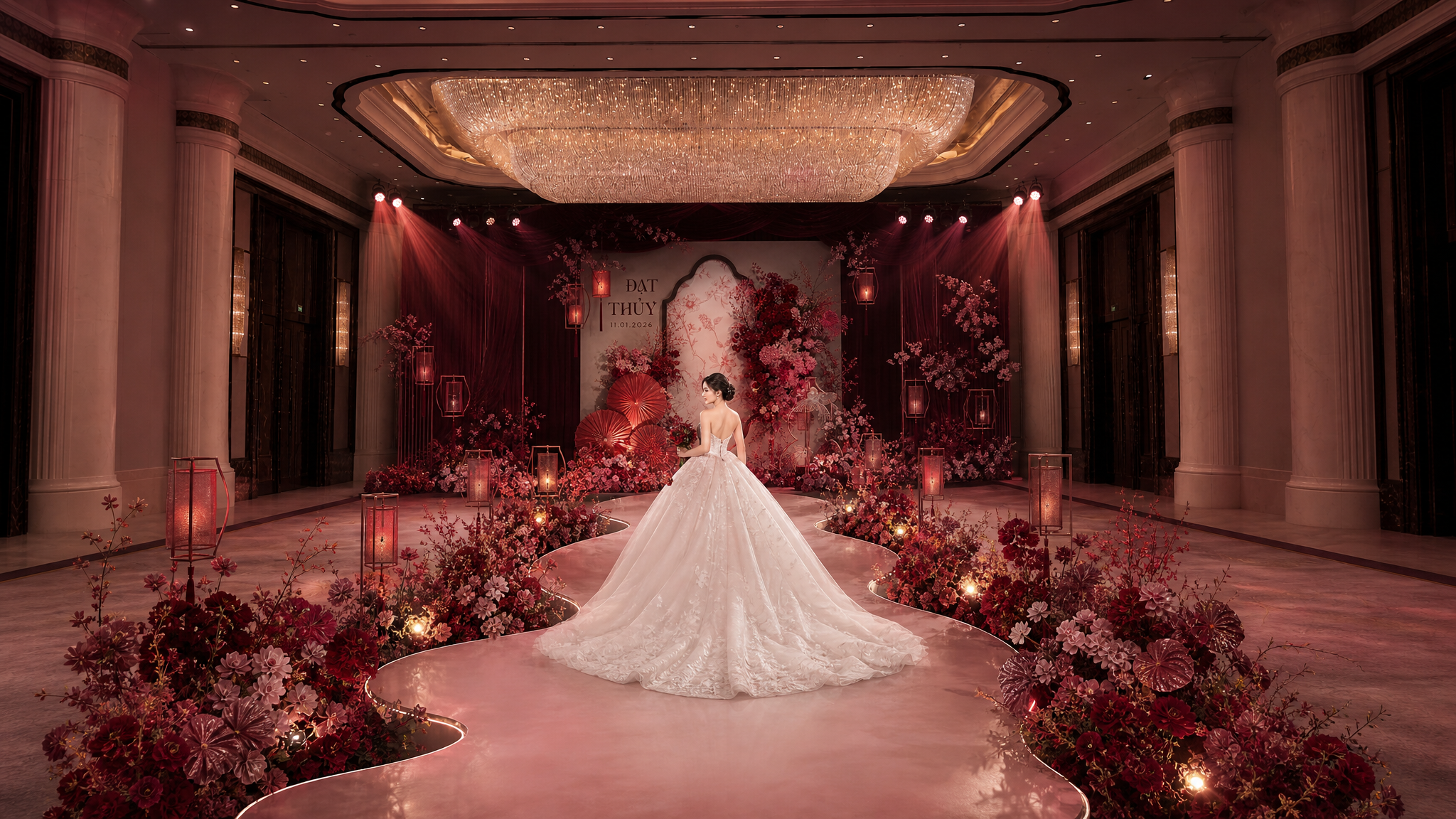 新中式婚礼布置 中式婚礼策划 婚礼策划 婚礼布置 红色婚礼 油纸伞 红色婚礼花艺 1